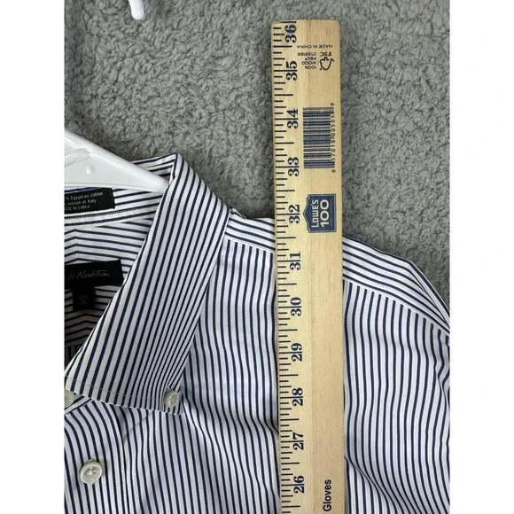 John W Nordstrom Shirt Mens 17.5 35 Stripe Button Down Egyptian Cotton Dress